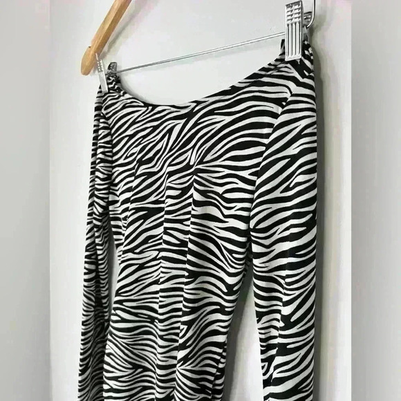 H&M Womens Sheer Black and White Zebra Animal Print Long Sleeve Bodysuit XS - Picture 3 of 11